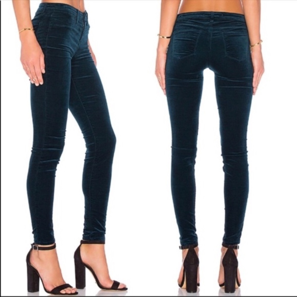 J Brand Velvet Skinny Low Rise Jeans teal 24